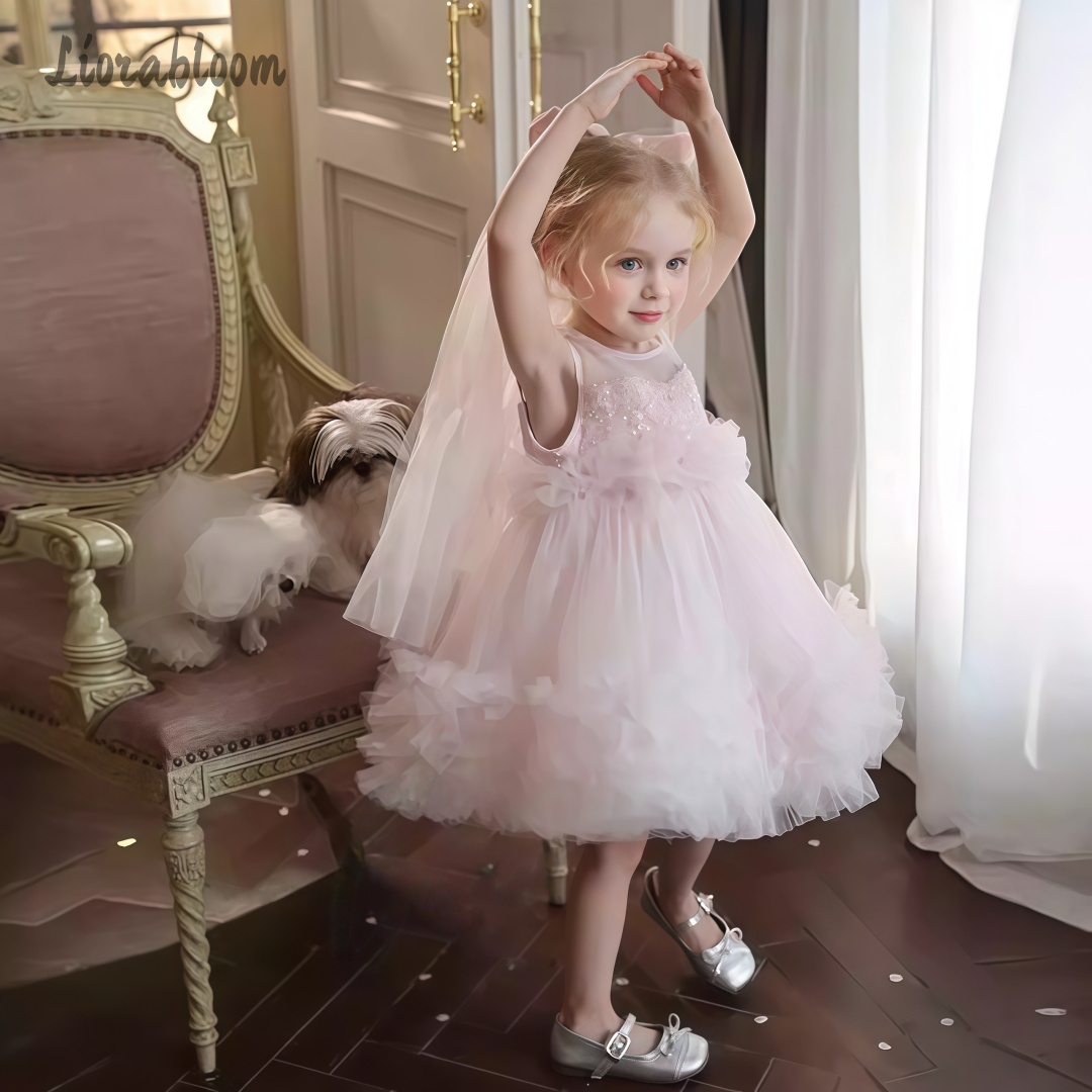 Women Formal Party Wear Dress - Kız Çocuk Tül Elbisesi Katmanlı Etek
