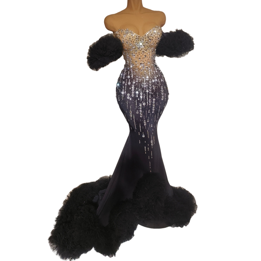 Women Formal Wear Photoshoot - Kadınlar için ışıltılı Rhinestones tüp kat